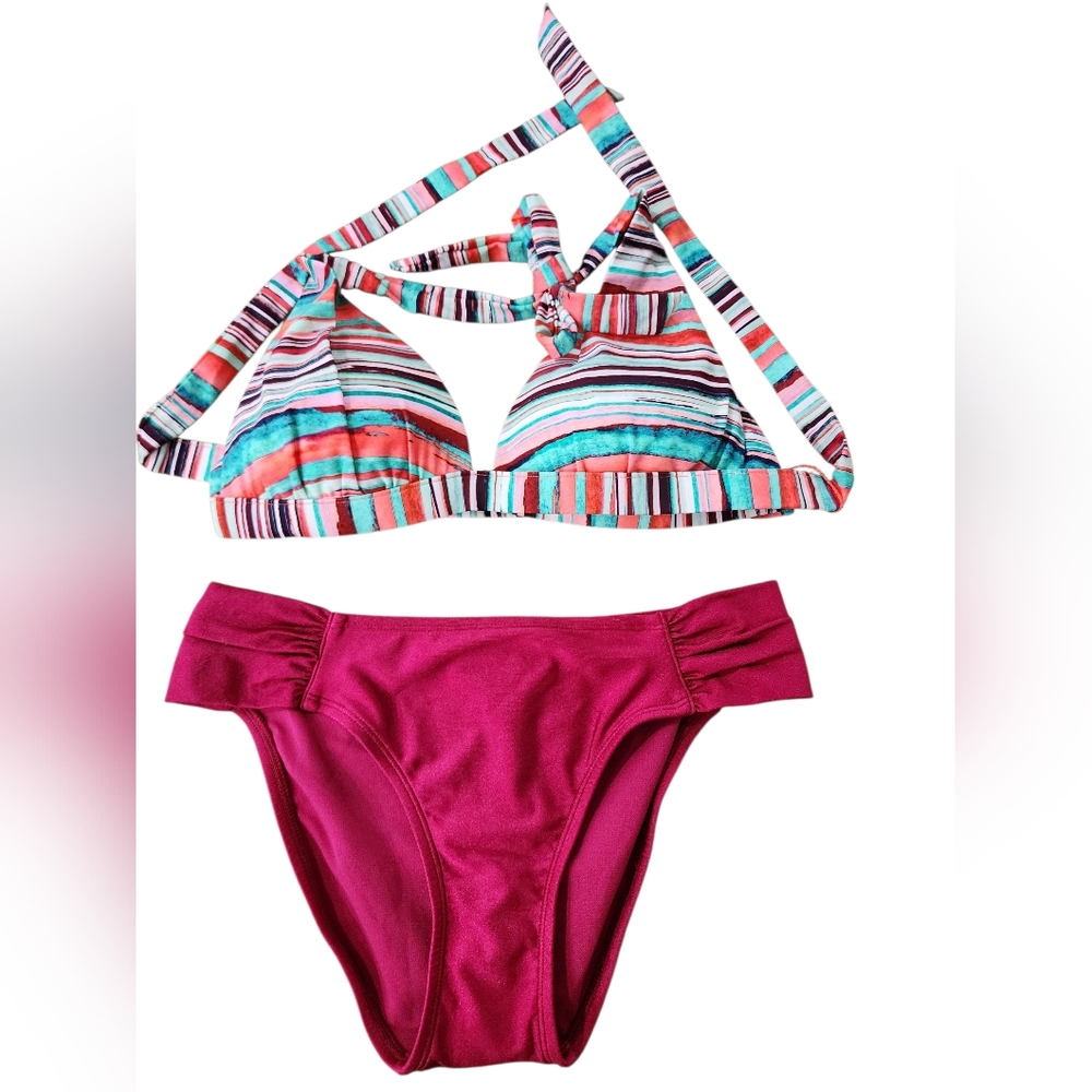 A.N.A Multi-stipe Bikini. Size L. NWT